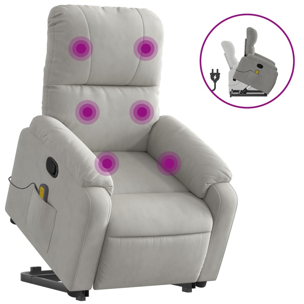 Sta-op-massagestoel verstelbaar microvezelstof lichtgrijs is nu te koop bij PeponiXL, paradijselijk wonen!