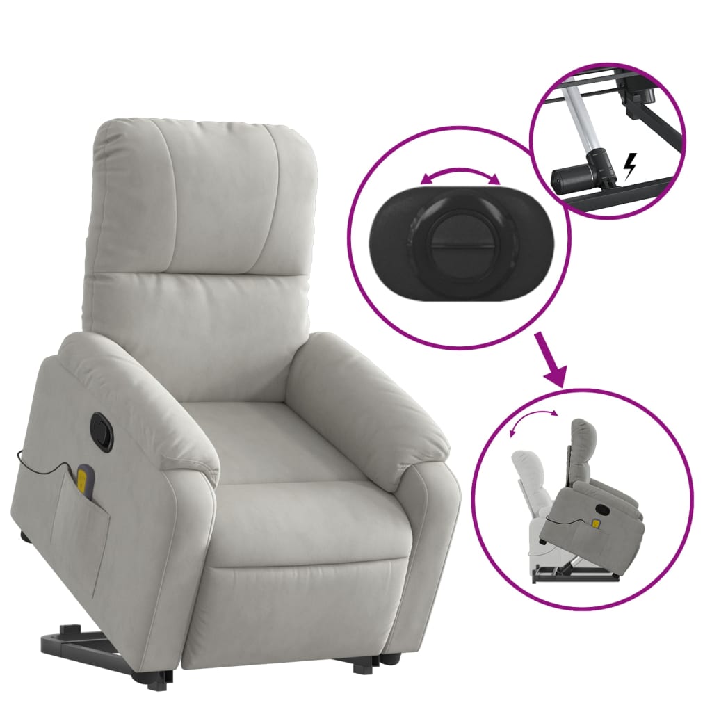 Sta-op-massagestoel verstelbaar microvezelstof lichtgrijs is nu te koop bij PeponiXL, paradijselijk wonen!
