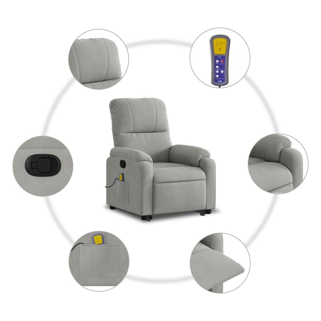 Sta-op-massagestoel verstelbaar microvezelstof lichtgrijs is nu te koop bij PeponiXL, paradijselijk wonen!