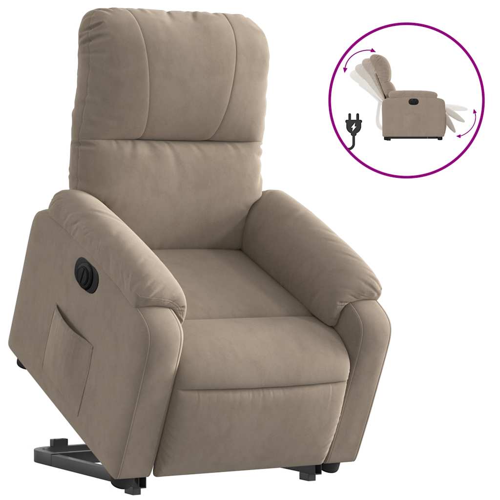 Sta-op-stoel elektrisch verstelbaar microvezelstof taupe is nu te koop bij PeponiXL, paradijselijk wonen!