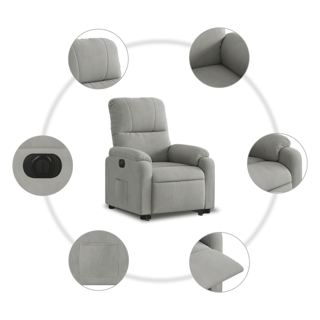 Sta-op-stoel elektrisch verstelbaar microvezelstof lichtgrijs is nu te koop bij PeponiXL, paradijselijk wonen!