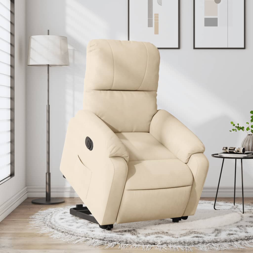 Sta-op-stoel elektrisch verstelbaar microvezelstof crèmekleurig is nu te koop bij PeponiXL, paradijselijk wonen!