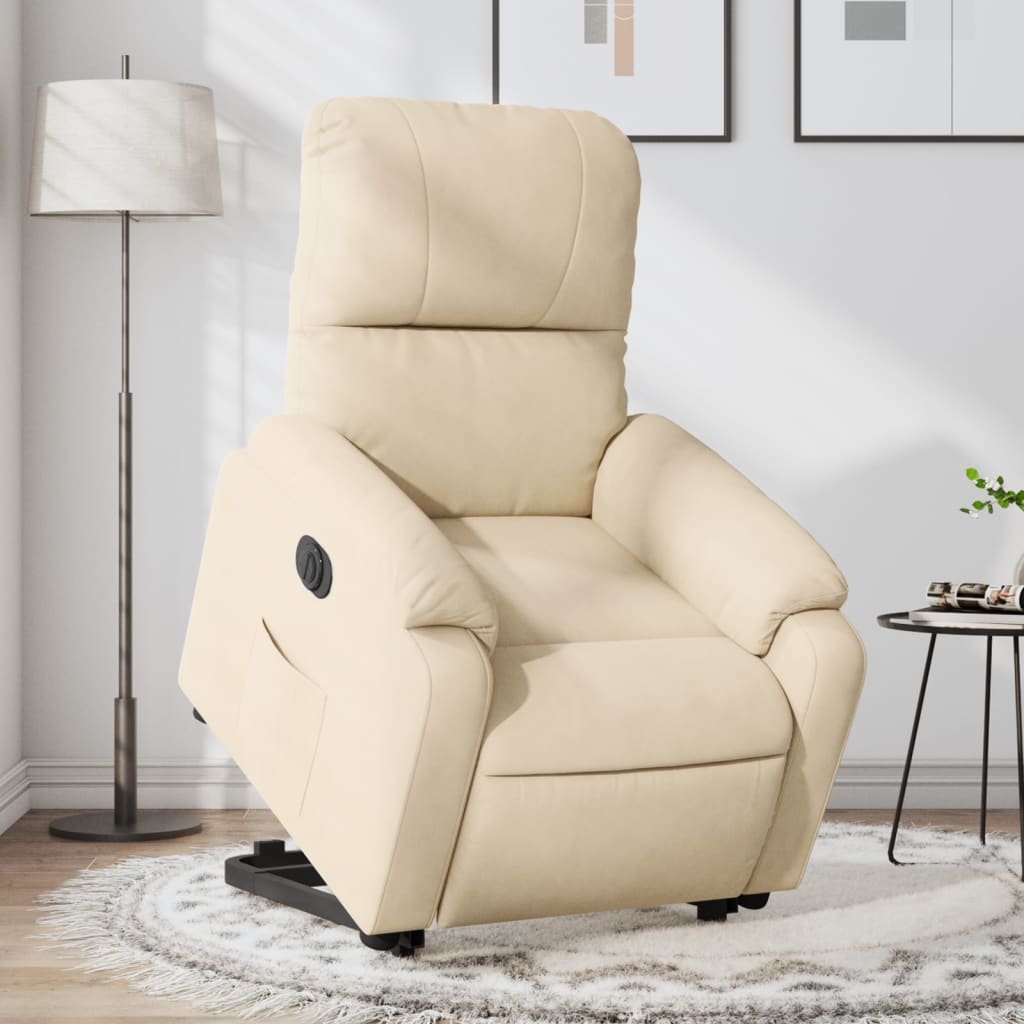 Sta-op-stoel elektrisch verstelbaar microvezelstof crèmekleurig is nu te koop bij PeponiXL, paradijselijk wonen!