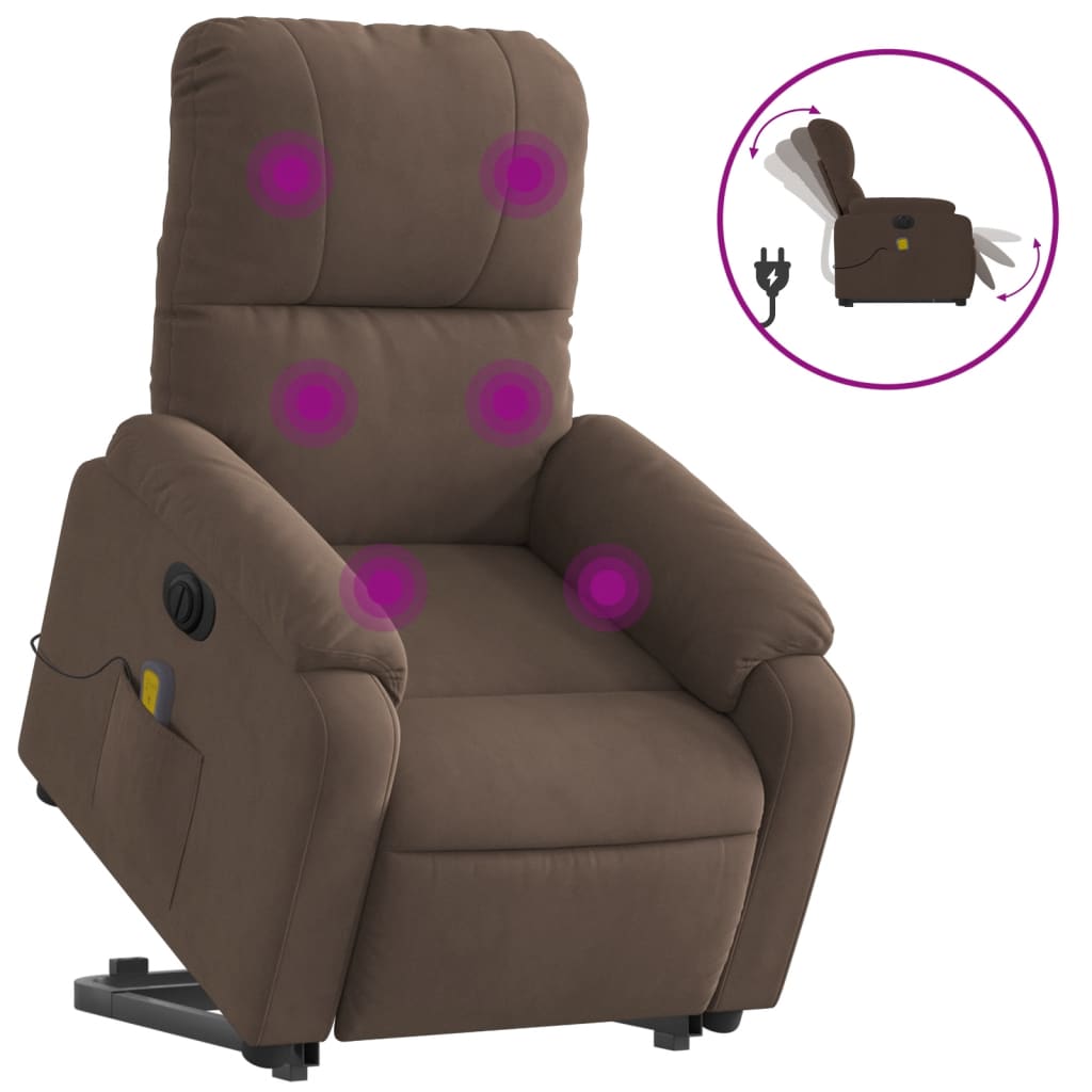 Sta-op-massagestoel elektrisch verstelbaar microvezelstof bruin is nu te koop bij PeponiXL, paradijselijk wonen!