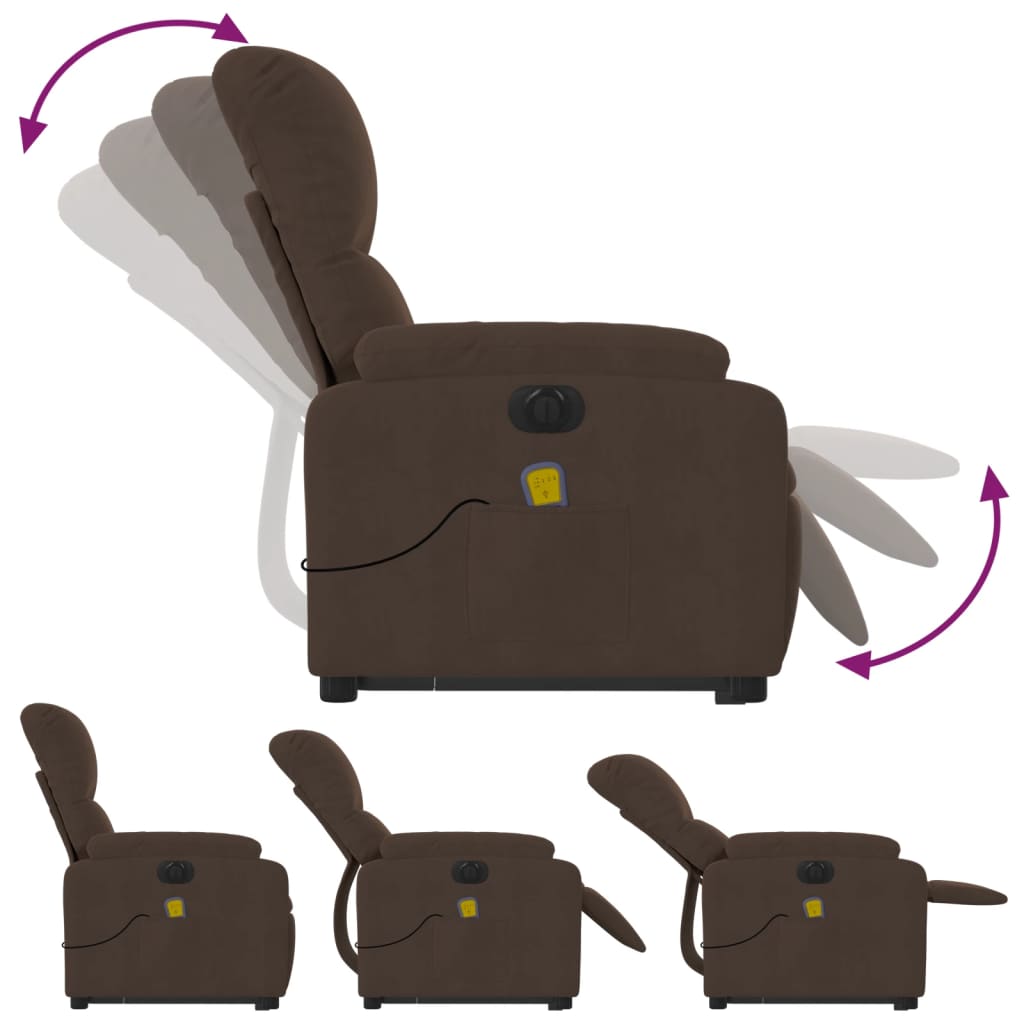 Sta-op-massagestoel elektrisch verstelbaar microvezelstof bruin is nu te koop bij PeponiXL, paradijselijk wonen!