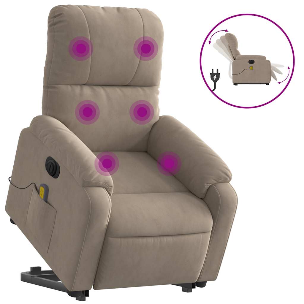 Sta-op-massagestoel elektrisch verstelbaar microvezelstof taupe is nu te koop bij PeponiXL, paradijselijk wonen!