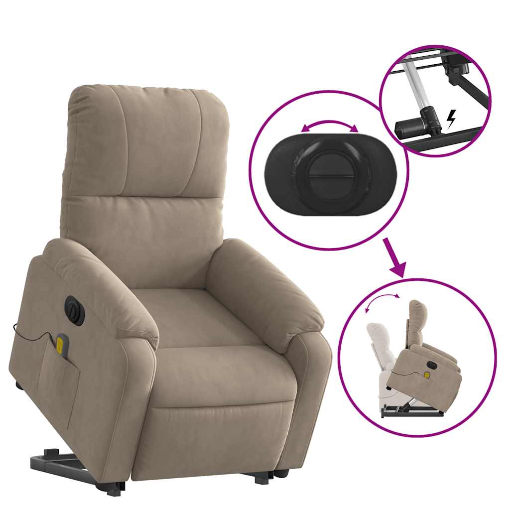 Sta-op-massagestoel elektrisch verstelbaar microvezelstof taupe is nu te koop bij PeponiXL, paradijselijk wonen!