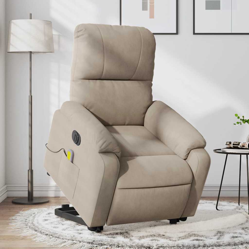 Sta-op-massagestoel elektrisch verstelbaar microvezelstof taupe is nu te koop bij PeponiXL, paradijselijk wonen!