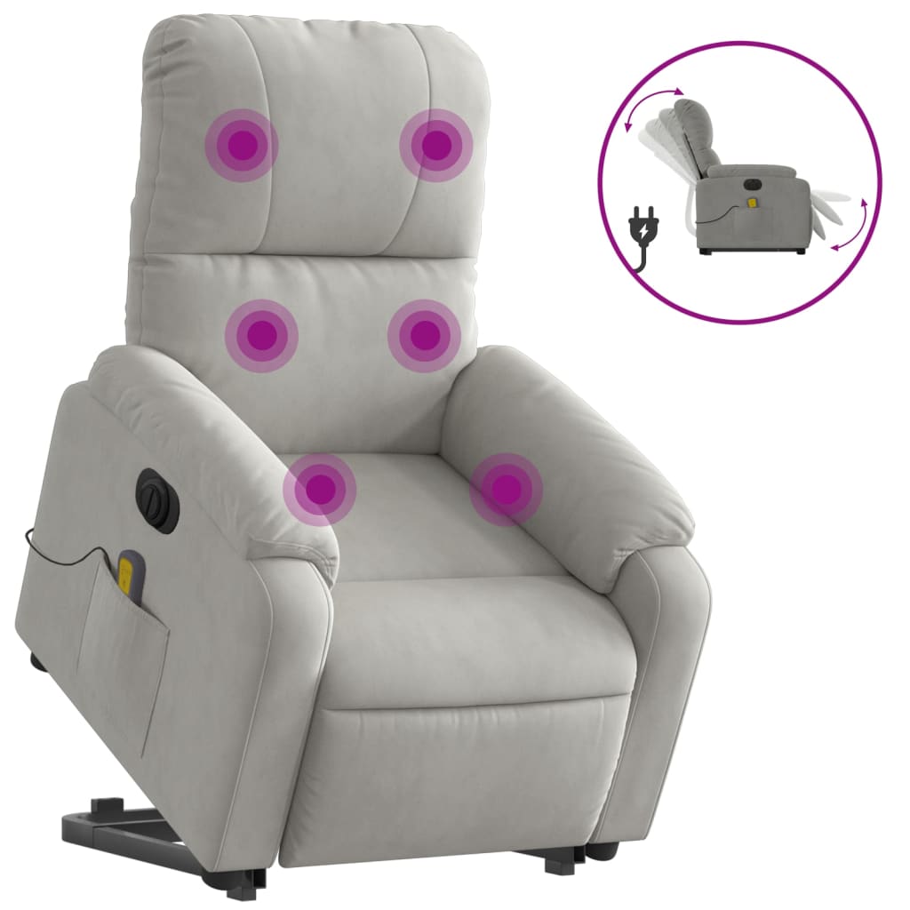 Sta-op-massagestoel elektrisch microvezelstof lichtgrijs is nu te koop bij PeponiXL, paradijselijk wonen!