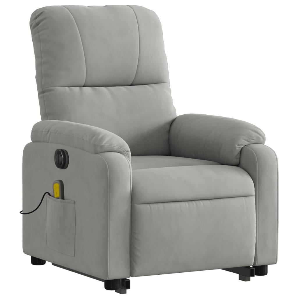 Sta-op-massagestoel elektrisch microvezelstof lichtgrijs is nu te koop bij PeponiXL, paradijselijk wonen!