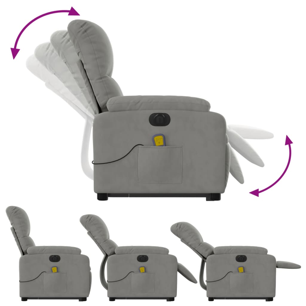 Sta-op-massagestoel elektrisch microvezelstof lichtgrijs is nu te koop bij PeponiXL, paradijselijk wonen!