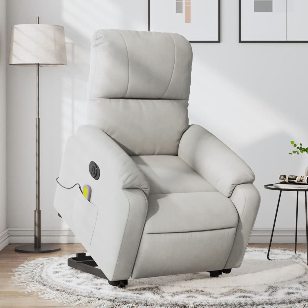 Sta-op-massagestoel elektrisch microvezelstof lichtgrijs is nu te koop bij PeponiXL, paradijselijk wonen!