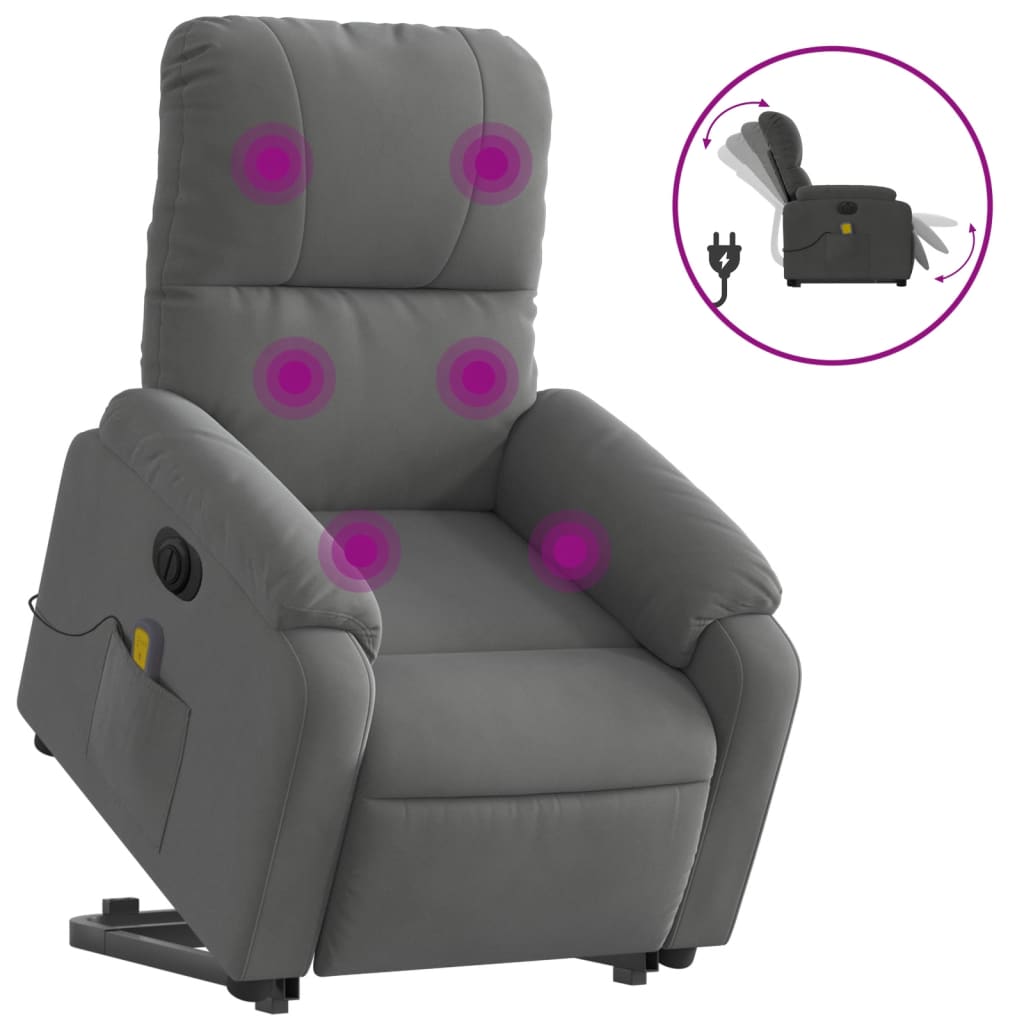 Sta-op-massagestoel elektrisch microvezelstof donkergrijs is nu te koop bij PeponiXL, paradijselijk wonen!