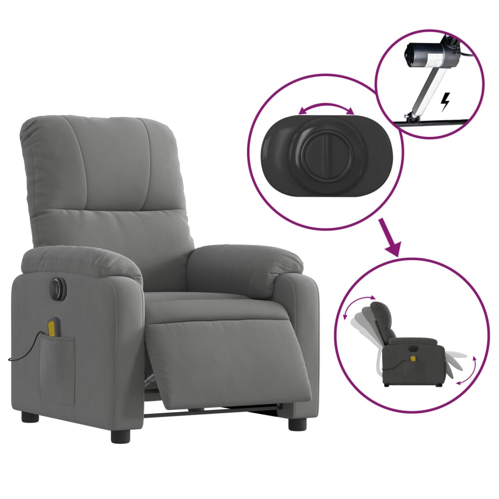 Sta-op-massagestoel elektrisch microvezelstof donkergrijs is nu te koop bij PeponiXL, paradijselijk wonen!