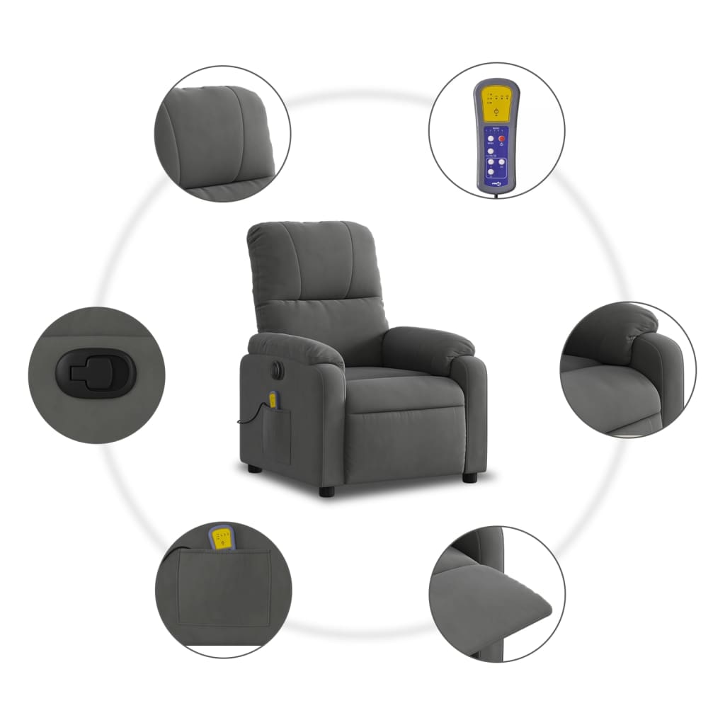 Sta-op-massagestoel elektrisch microvezelstof donkergrijs is nu te koop bij PeponiXL, paradijselijk wonen!