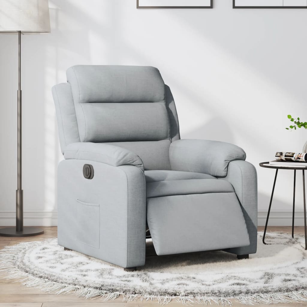 Fauteuil elektrisch verstelbaar stof lichtgrijs is nu te koop bij PeponiXL, paradijselijk wonen!