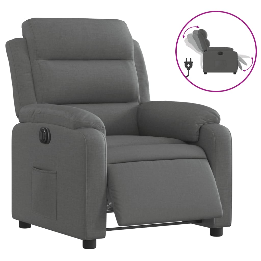 Fauteuil elektrisch verstelbaar stof donkergrijs is nu te koop bij PeponiXL, paradijselijk wonen!