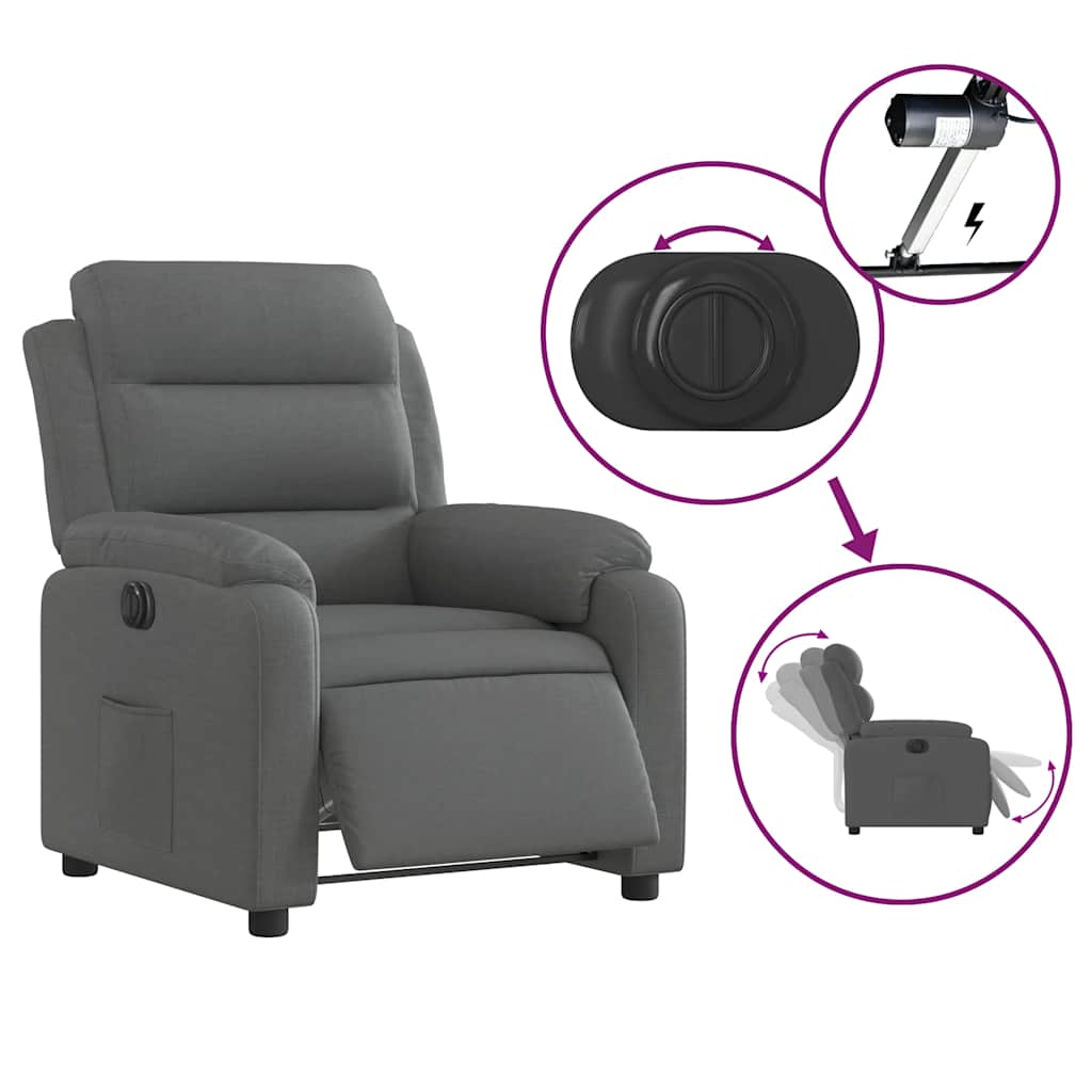Fauteuil elektrisch verstelbaar stof donkergrijs is nu te koop bij PeponiXL, paradijselijk wonen!