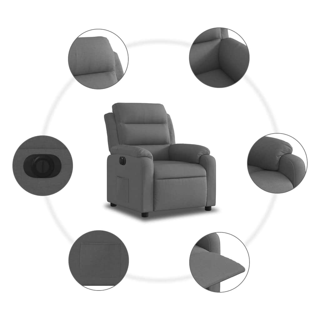 Fauteuil elektrisch verstelbaar stof donkergrijs is nu te koop bij PeponiXL, paradijselijk wonen!