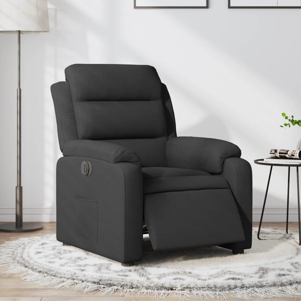 Fauteuil verstelbaar elektrisch stof zwart is nu te koop bij PeponiXL, paradijselijk wonen!