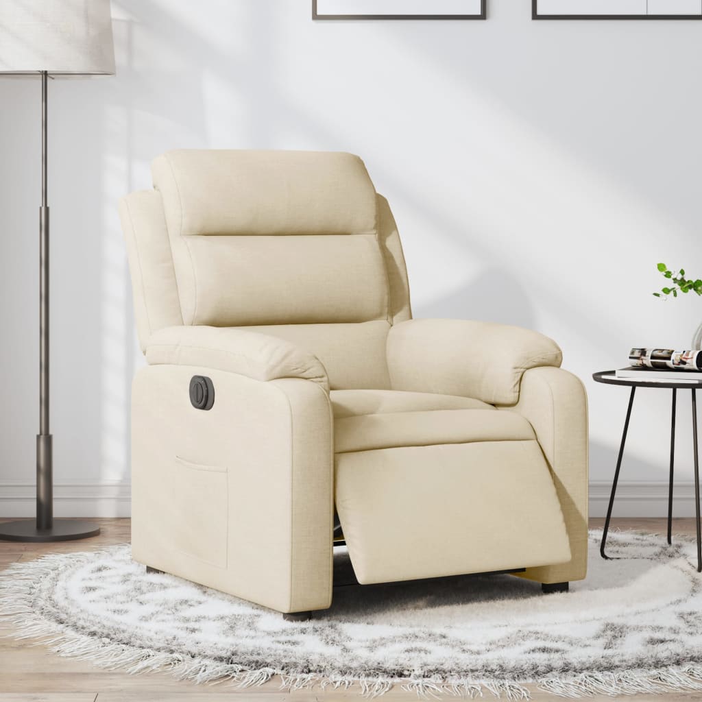 Fauteuil verstelbaar elektrisch stof crèmekleurig is nu te koop bij PeponiXL, paradijselijk wonen!