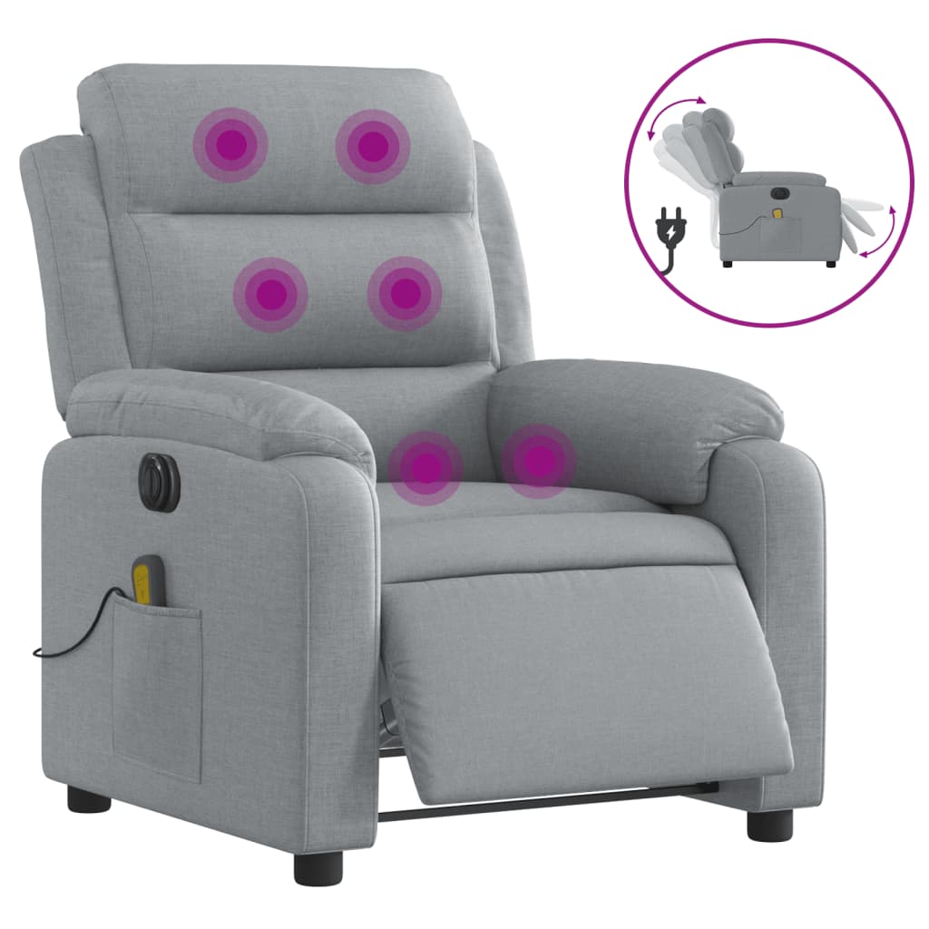 Massagestoel elektrisch verstelbaar stof lichtgrijs is nu te koop bij PeponiXL, paradijselijk wonen!