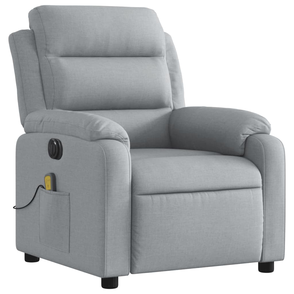 Massagestoel elektrisch verstelbaar stof lichtgrijs is nu te koop bij PeponiXL, paradijselijk wonen!