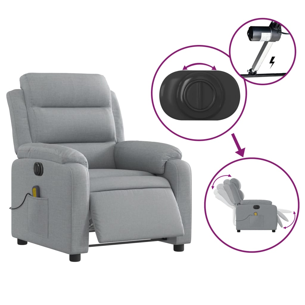 Massagestoel elektrisch verstelbaar stof lichtgrijs is nu te koop bij PeponiXL, paradijselijk wonen!