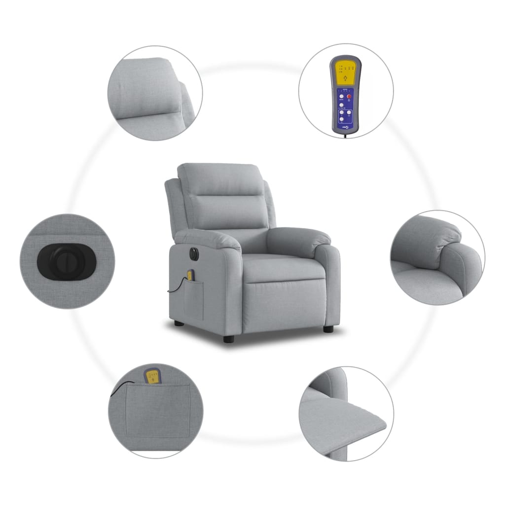 Massagestoel elektrisch verstelbaar stof lichtgrijs is nu te koop bij PeponiXL, paradijselijk wonen!