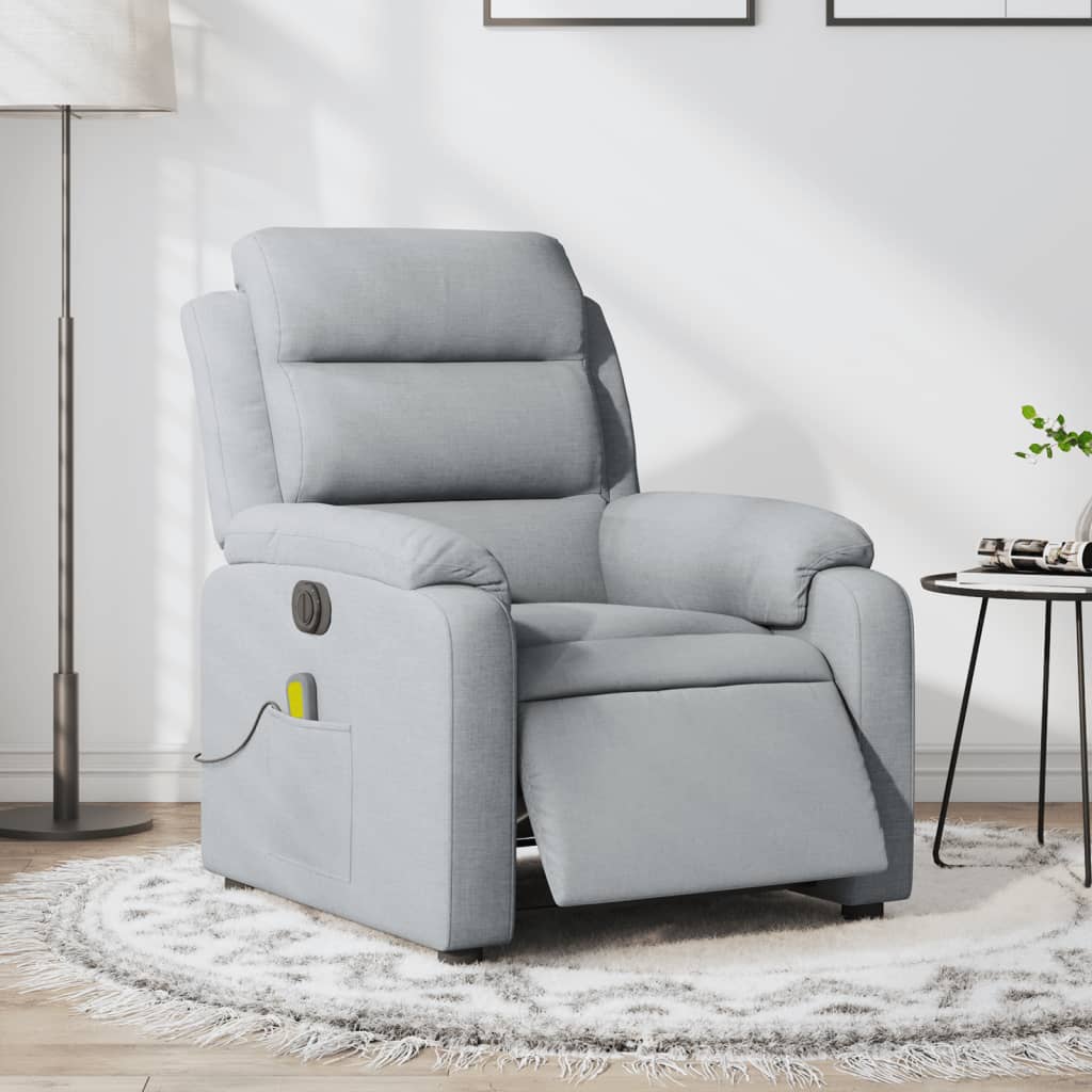 Massagestoel elektrisch verstelbaar stof lichtgrijs is nu te koop bij PeponiXL, paradijselijk wonen!
