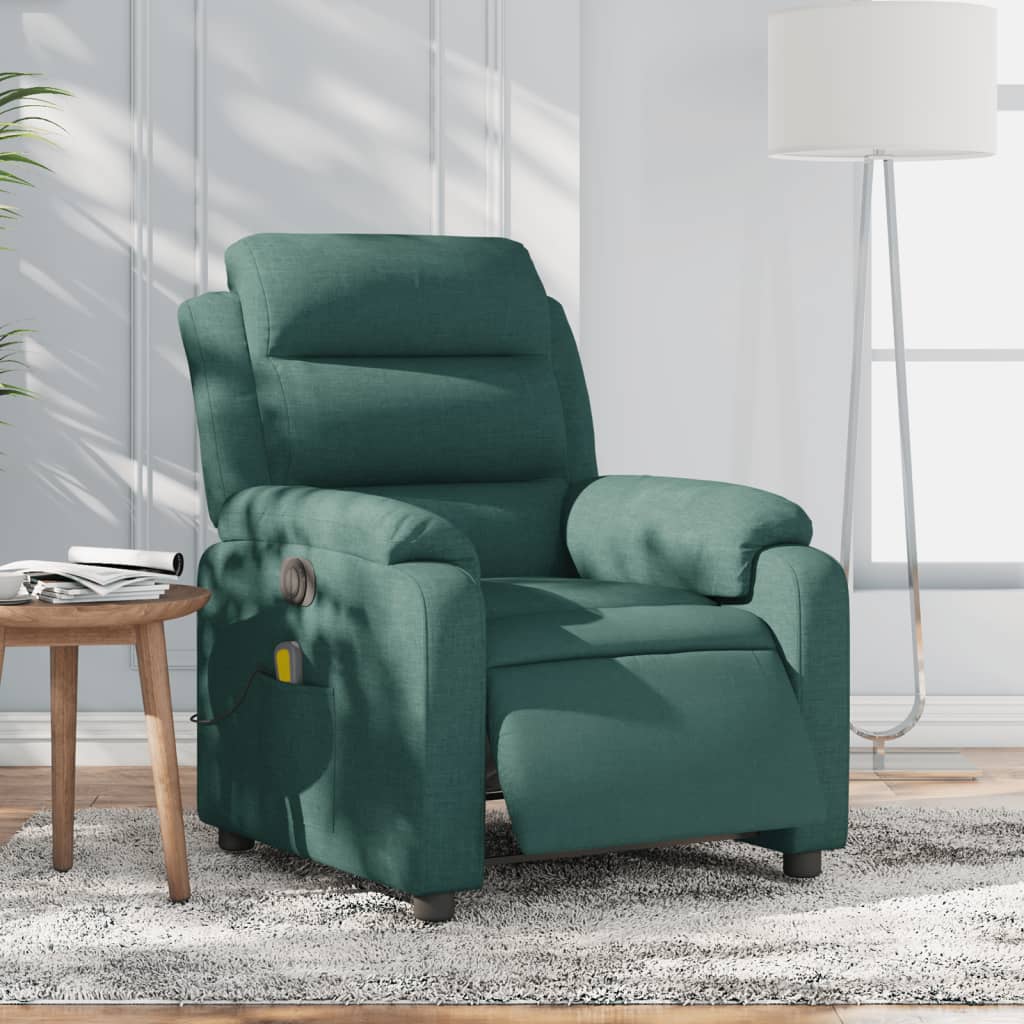 Massagestoel elektrisch verstelbaar stof donkergroen is nu te koop bij PeponiXL, paradijselijk wonen!