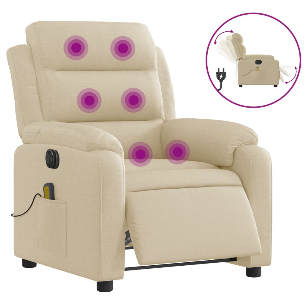 Massagestoel elektrisch verstelbaar stof crèmekleurig is nu te koop bij PeponiXL, paradijselijk wonen!