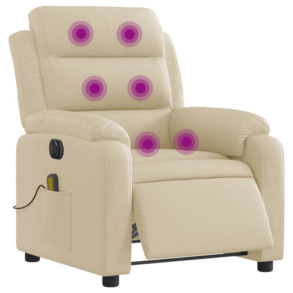 Massagestoel elektrisch verstelbaar stof crèmekleurig is nu te koop bij PeponiXL, paradijselijk wonen!