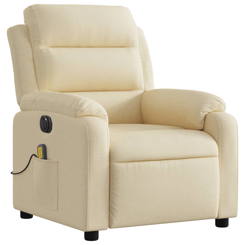 Massagestoel elektrisch verstelbaar stof crèmekleurig is nu te koop bij PeponiXL, paradijselijk wonen!