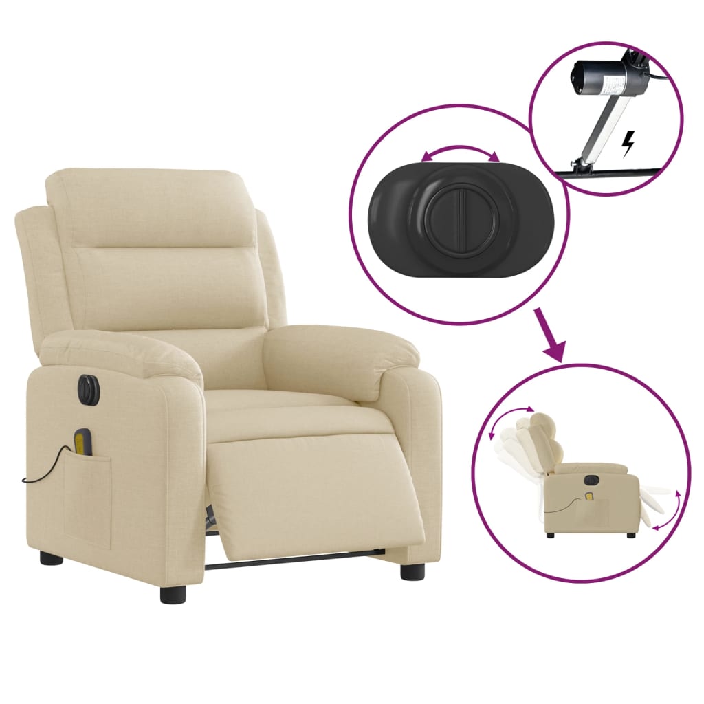Massagestoel elektrisch verstelbaar stof crèmekleurig is nu te koop bij PeponiXL, paradijselijk wonen!