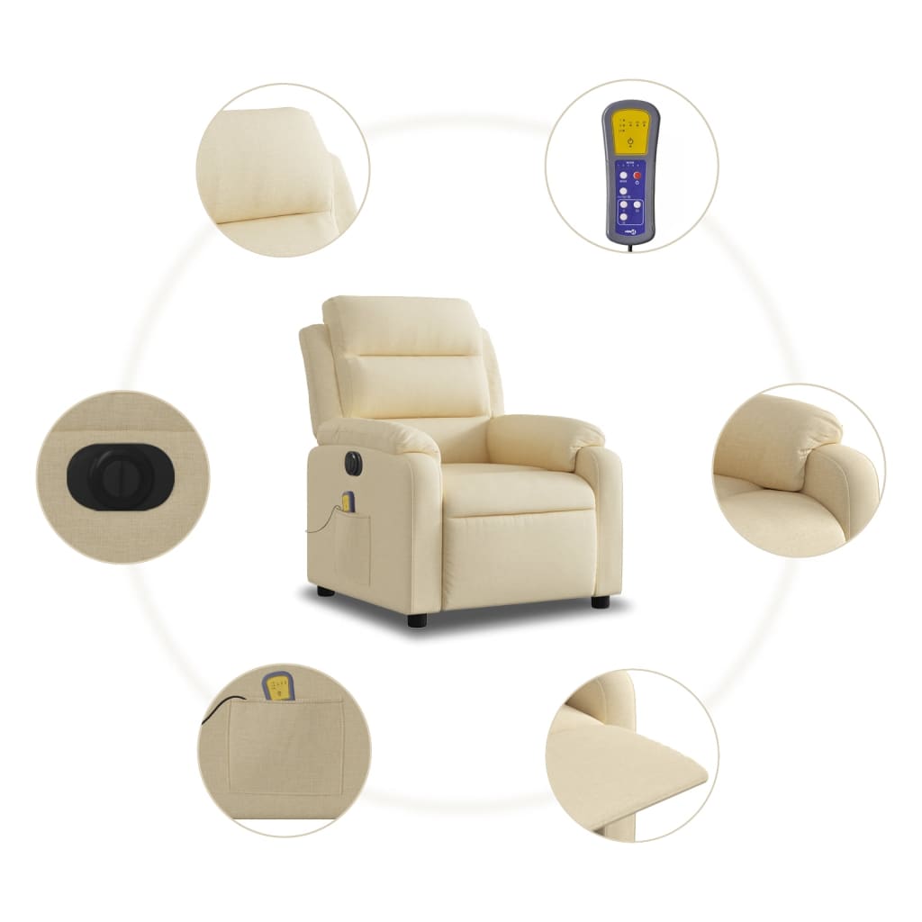 Massagestoel elektrisch verstelbaar stof crèmekleurig is nu te koop bij PeponiXL, paradijselijk wonen!