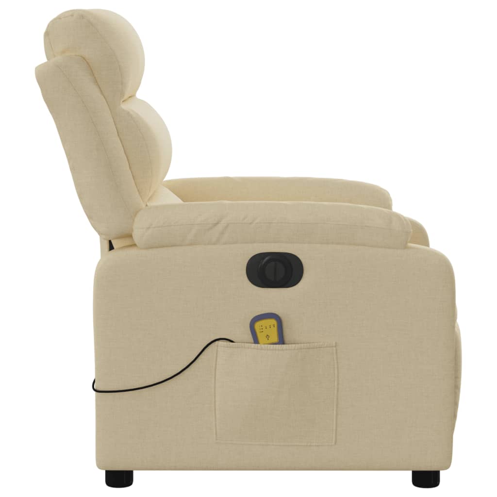 Massagestoel elektrisch verstelbaar stof crèmekleurig is nu te koop bij PeponiXL, paradijselijk wonen!