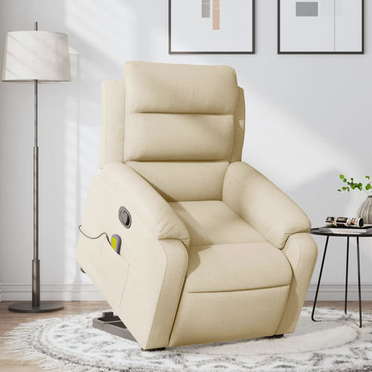 Sta-op-massagestoel verstelbaar stof crèmekleurig is nu te koop bij PeponiXL, paradijselijk wonen!