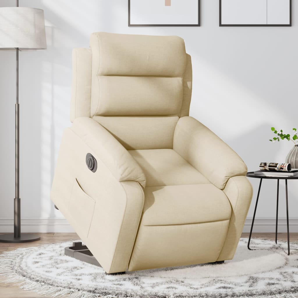 Sta-op-stoel elektrisch verstelbaar stof crèmekleurig is nu te koop bij PeponiXL, paradijselijk wonen!