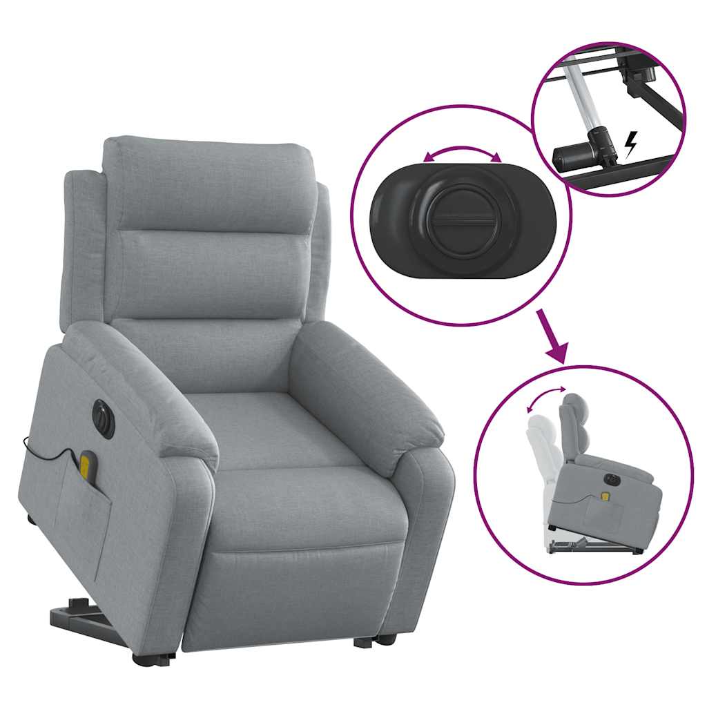Sta-op-massagestoel elektrisch verstelbaar stof lichtgrijs is nu te koop bij PeponiXL, paradijselijk wonen!