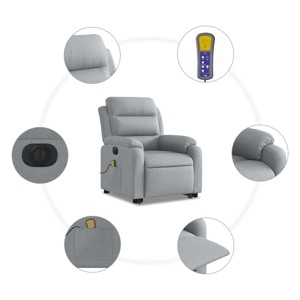 Sta-op-massagestoel elektrisch verstelbaar stof lichtgrijs is nu te koop bij PeponiXL, paradijselijk wonen!
