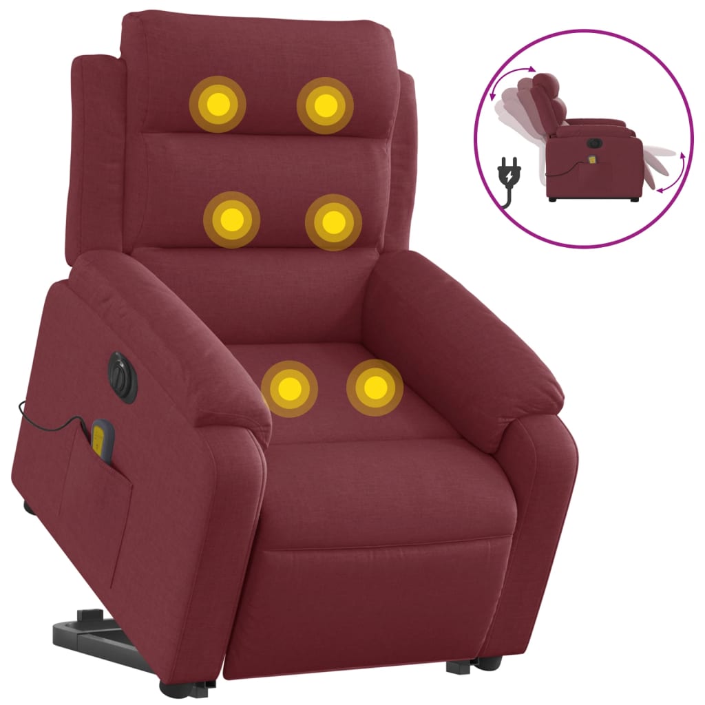 Sta-op-massagestoel elektrisch verstelbaar stof wijnrood is nu te koop bij PeponiXL, paradijselijk wonen!