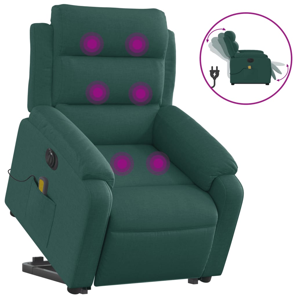 Sta-op-massagestoel elektrisch verstelbaar stof donkergroen is nu te koop bij PeponiXL, paradijselijk wonen!
