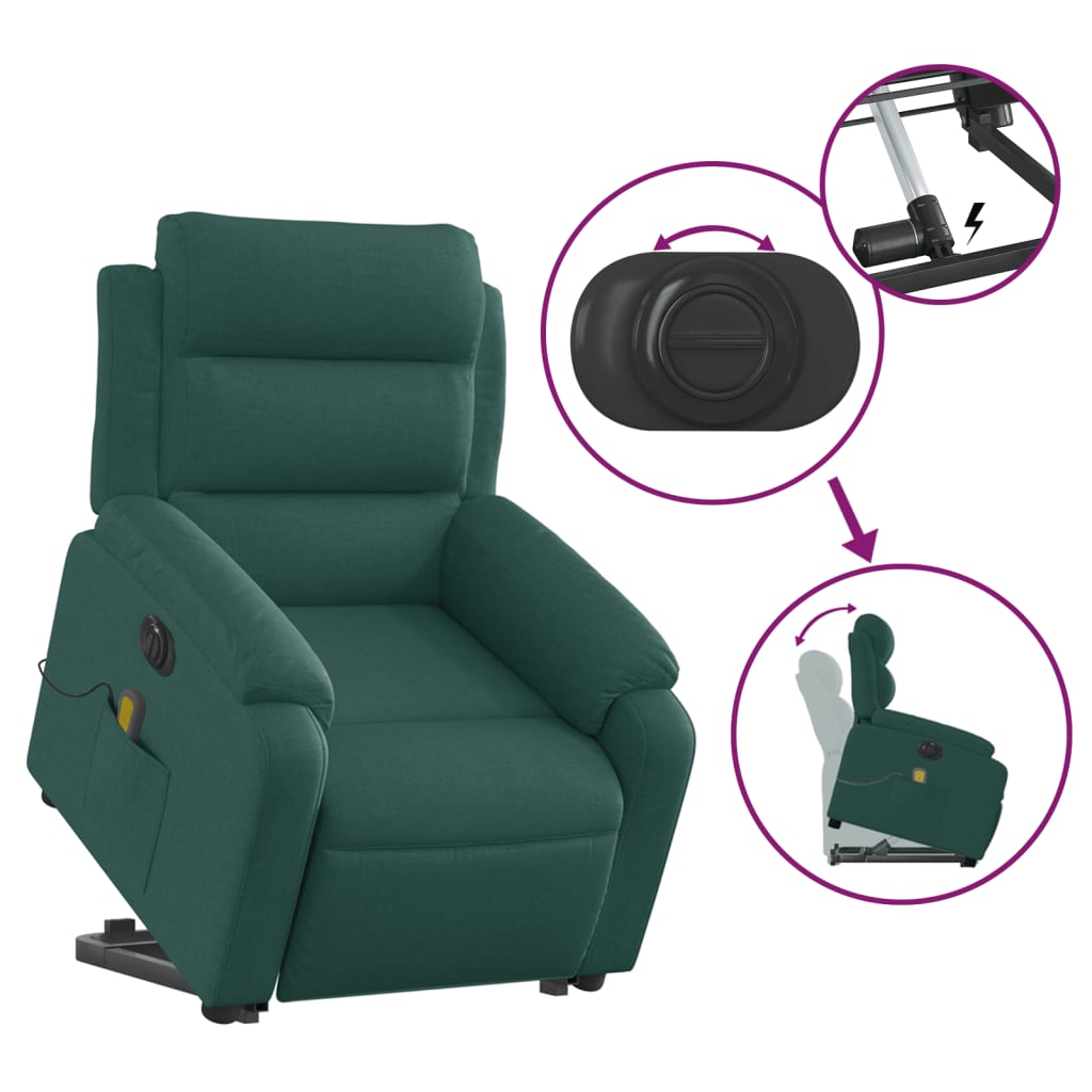 Sta-op-massagestoel elektrisch verstelbaar stof donkergroen is nu te koop bij PeponiXL, paradijselijk wonen!