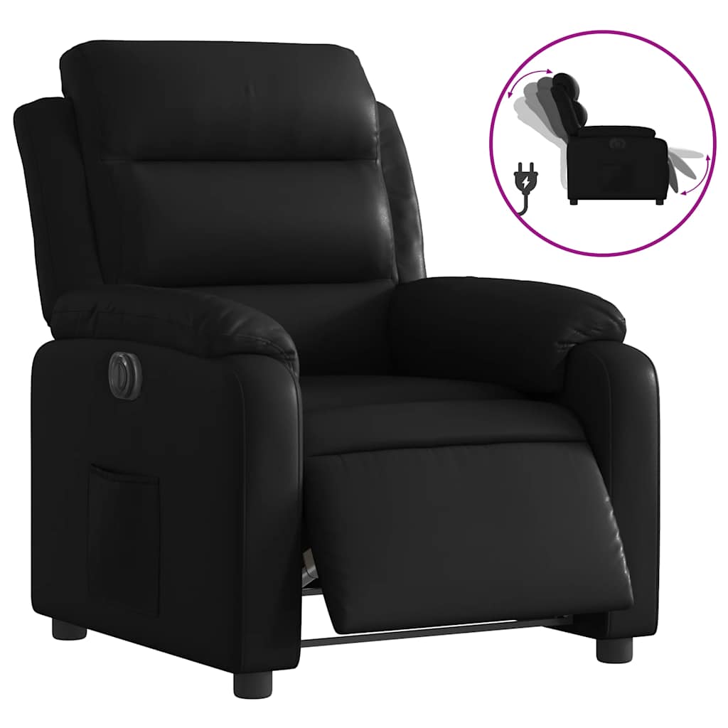 Fauteuil elektrisch verstelbaar kunstleer zwart is nu te koop bij PeponiXL, paradijselijk wonen!