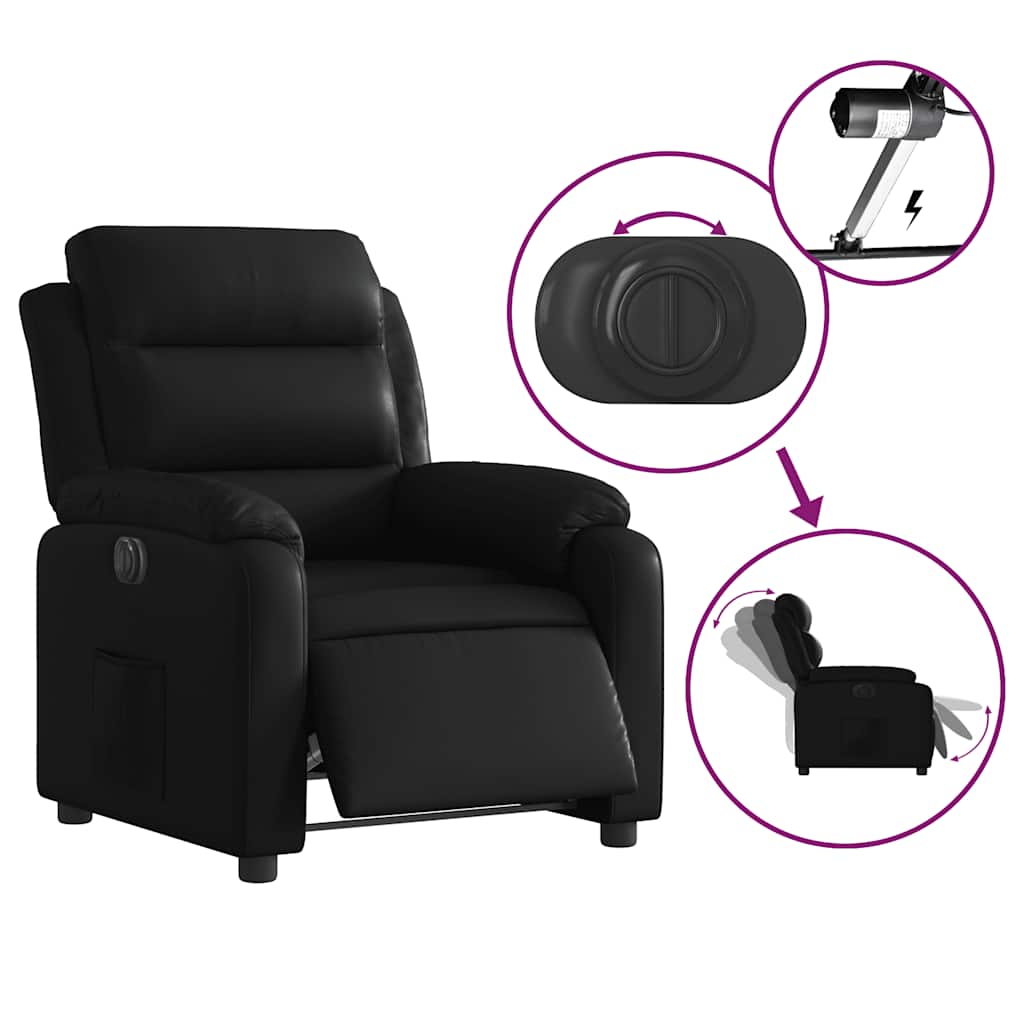 Fauteuil elektrisch verstelbaar kunstleer zwart is nu te koop bij PeponiXL, paradijselijk wonen!