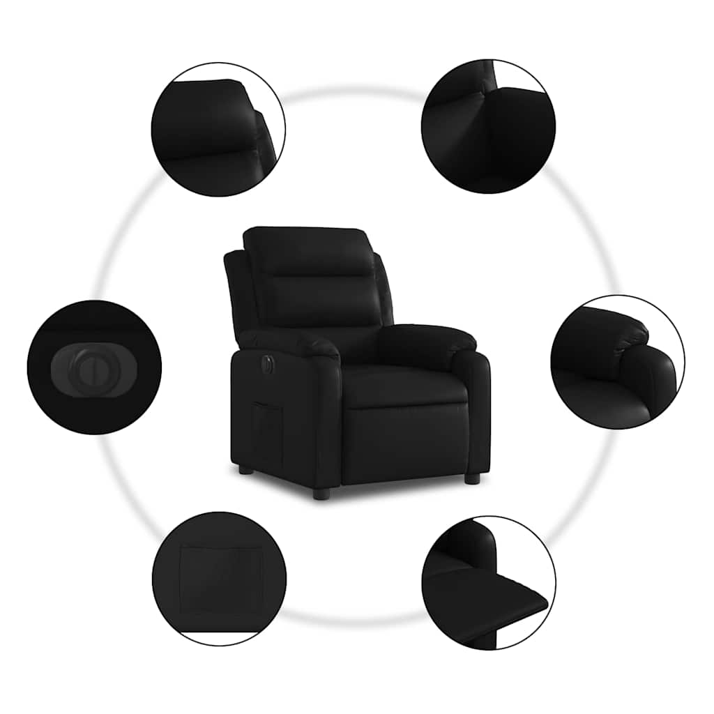 Fauteuil elektrisch verstelbaar kunstleer zwart is nu te koop bij PeponiXL, paradijselijk wonen!