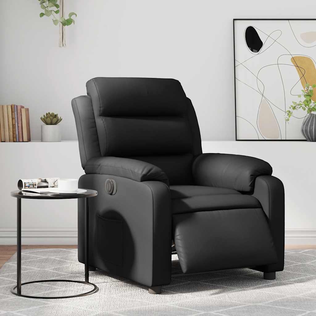Fauteuil elektrisch verstelbaar kunstleer zwart is nu te koop bij PeponiXL, paradijselijk wonen!