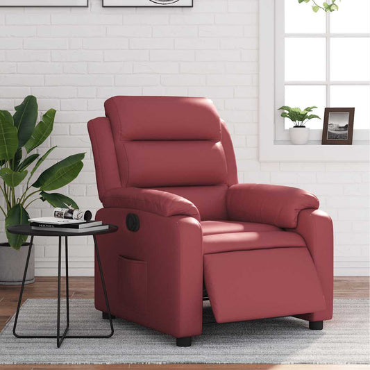 Fauteuil verstelbaar elektrisch kunstleer wijnrood is nu te koop bij PeponiXL, paradijselijk wonen!