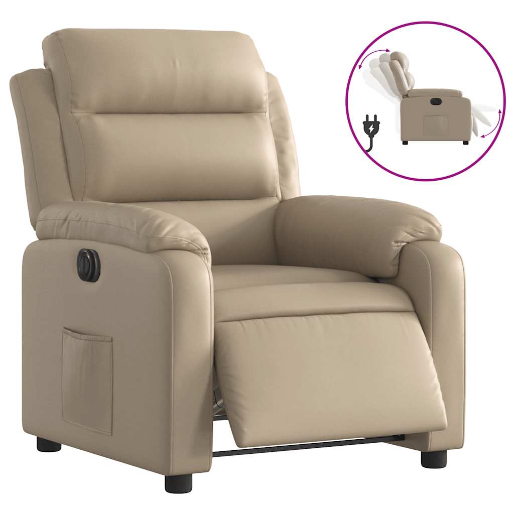 Fauteuil verstelbaar elektrisch kunstleer cappuccinokleurig is nu te koop bij PeponiXL, paradijselijk wonen!